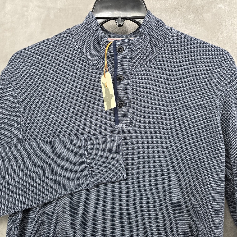 NWT Relwen Size L Navy Blue Bi Waffle Mock Neck Thermal Shirt Long Sleeve